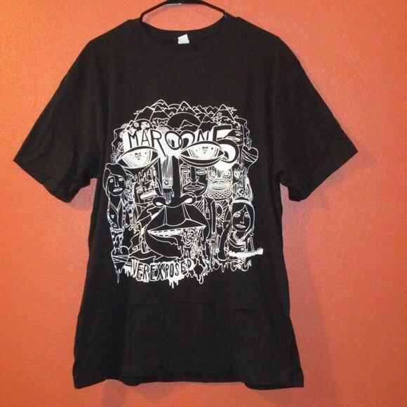 Maroon 5 Over Exposed Men X Large Black White Graphic Short Sleeve Band Shirt - Picture 1 of 8
